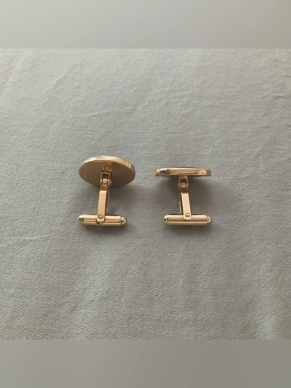 Vintage Gold Plated Black Oval Cufflinks - Men's Classic Formal Accessory